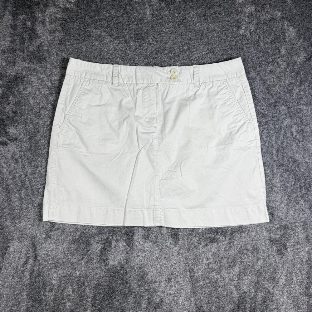 Vineyard Vines Womens Chino Mini Skirt Size 12 Cream Khaki Cotton Stretch Preppy
